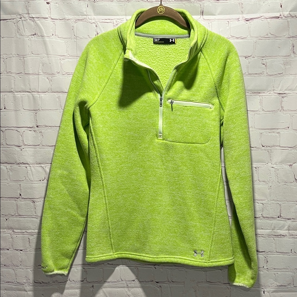 Under Armour Lime Green Quarter-Zip Fleece Sweatshirt Woman’s Size Small